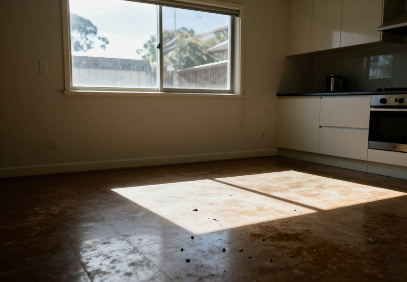Rodent droppings and damage in a Homebush garage before treatment